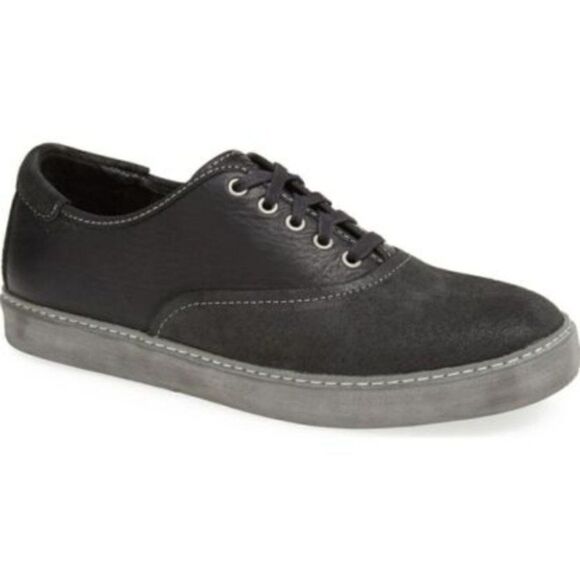 UGG Garrick Oxford Black Leather Sneakers Sz 14 - Picture 1 of 11